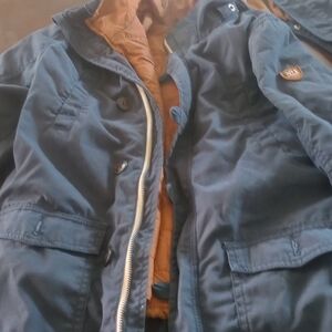 H&M Navy Field Jacket with Brown Quilted Liner